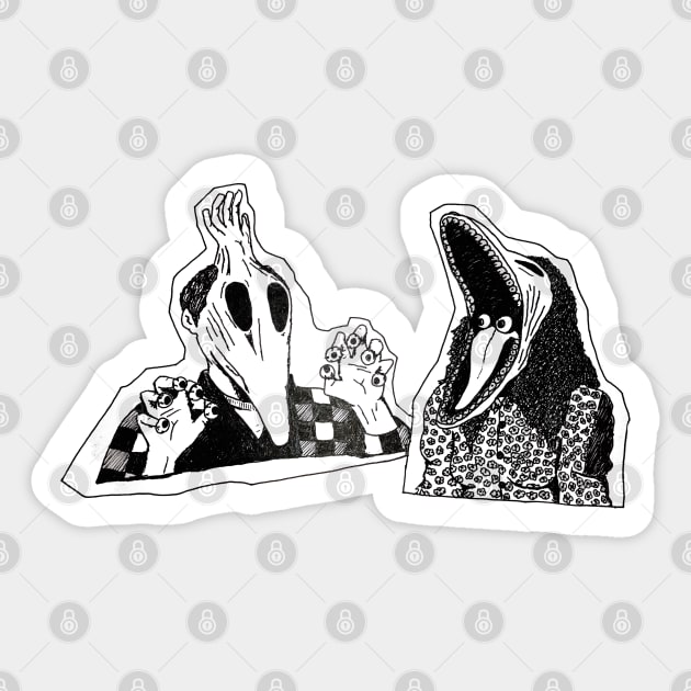 Adam & Barbara Ghost Halloween Inspired 80's Monster Couple Sticker by blueversion